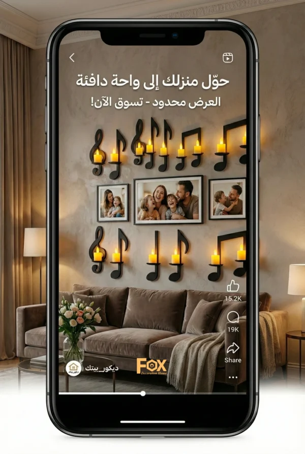 ديكور حائط نوتة موسيقية بإضاءة LED دافئة تصميم عصري من Fox Group